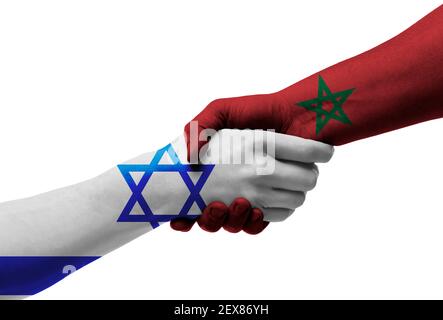 le maroc et Israël poignée de main les négociations bilatérales Banque D'Images