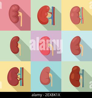 Icônes de rein, style plat Illustration de Vecteur