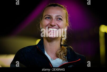 Petra Kvitova, de la République tchèque, s'entretient avec les médias lors du tournoi de tennis total Open du Qatar 2021, WTA 500, le 3 mars 2021, au complexe international de tennis et squash de Khalifa à Doha, Qatar - photo Rob Prange / Espagne DPPI / DPPI / LiveMedia Banque D'Images