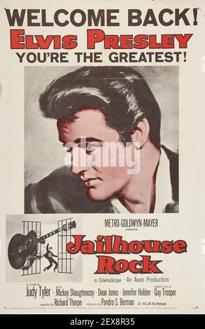 Bienvenue ! Elvis Presley vous êtes le plus grand! Poster de jailhouse Rock. Elvis était de retour de l'armée américaine. Banque D'Images