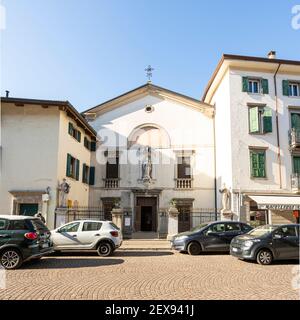 Udine, Italie. 3 mars 2021. Vue extérieure de l'église Beata Vergine del Carmine dans le centre-ville Banque D'Images