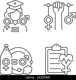 Ensemble d'icônes linéaires pour l'égalité des chances en matière d'éducation Illustration de Vecteur