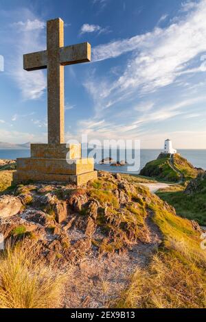 Goleudy Tŵr Mawr - Grande Tour sur l'île de Llanddwyn, Anglesey, au nord du pays de Galles Banque D'Images