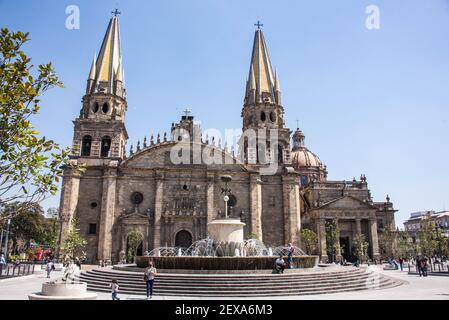 La belle cathédrale de Guadalajara dans le centre historique, Guadalajara, Jalisco, Mexique Banque D'Images