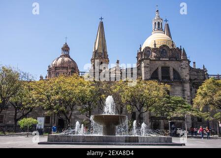 La belle cathédrale de Guadalajara dans le centre historique, Guadalajara, Jalisco, Mexique Banque D'Images