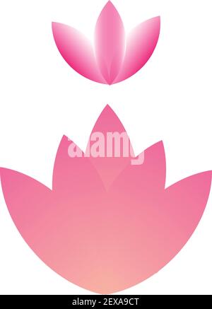 Ensemble de 2 fleurs de lotus rose abstrait Illustration de Vecteur