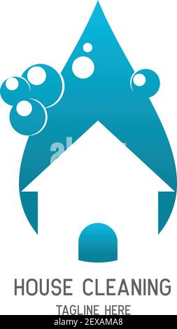 logo du service de nettoyage avec espace de texte pour votre slogan, slogan, illustration vectorielle Illustration de Vecteur