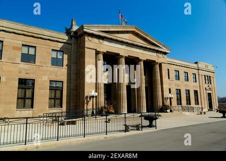 Ancienne gare nationale du Canada Hamilton Ontario Canada. Le bâtiment de la gare CNR est ouvert de 1931 à 1993. Banque D'Images