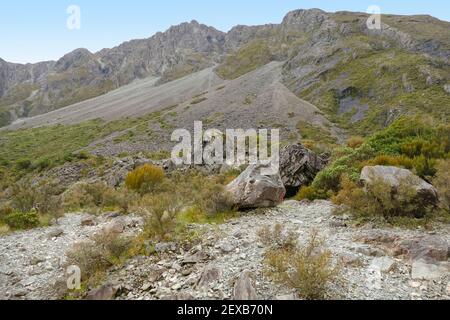 Paysage autour du col d'Arthurs dans les Alpes du Sud de New Zélande Banque D'Images