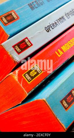 Livres vintage, presse Pocket Editions, France Banque D'Images