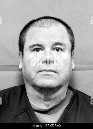 El Chapo. Photographie de réservation DEA de Joaquín Archivaldo Guzmán Loera (né en 1957), après son extradition aux États-Unis en 2017. Banque D'Images