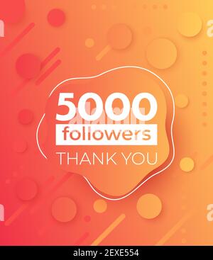5000 abonnés, bannière vectorielle pour les médias sociaux Illustration de Vecteur