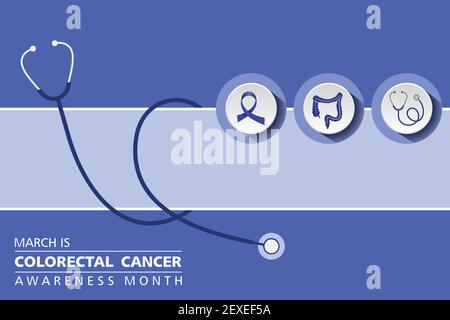 Illustration vectorielle du mois de sensibilisation au cancer colorectal observé en mars Chaque année Illustration de Vecteur