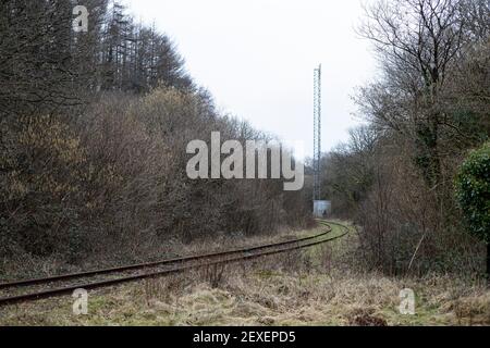 Vue de la boîte de signalisation de Cefn Junction vers Tondu le 4 mars 2021. Crédit : Lewis Mitchell Banque D'Images