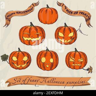 Citrouilles d'Halloween ensemble. Banque D'Images