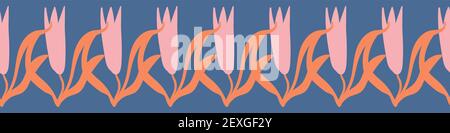 rangée de fleurs printanières avec bordure vectorielle sans couture Illustration de Vecteur