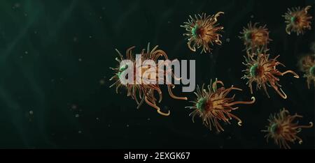 Vecteur du coronavirus 2019-nCoV et de l'arrière-plan du virus avec les cellules de la maladie Et globules rouges.COVID-19 virus Corona effraction et pandémie médicale réparer Illustration de Vecteur