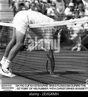 TennisDavis Cup Eastbourne 1995 Greg Rusedski pendant l'égalité contre Monaco Banque D'Images