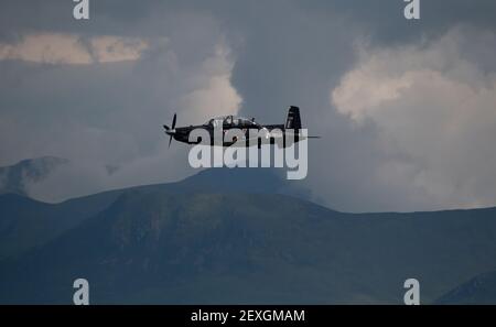 Texan T1 de la RAF Valley Training dans le Lake District (Low Fly Area 17), Cumbria (Royaume-Uni) Banque D'Images