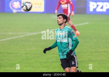 Andre Martins de Legia vu en action pendant le match quart de finale de la coupe polonaise de Fortuna entre Legia Warszawa et Piast Gliwice au stade municipal de Maréchal Jozef Pilsudski Legia Warsaw. (Note finale; Legia Warszawa 1:2 Piast Gliwice) Banque D'Images