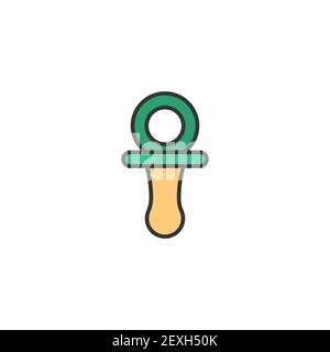 icône de sucette bébé, couleur, ligne, contour du signe vectoriel, pictogramme de style linéaire isolé sur blanc. Symbole, illustration du logo Illustration de Vecteur