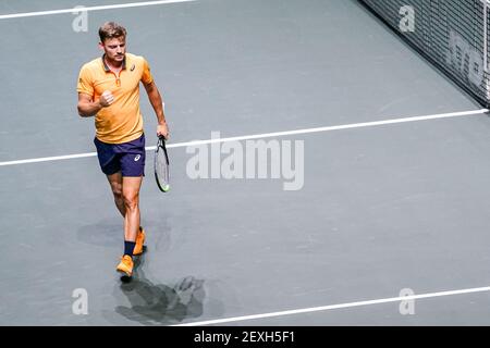 ROTTERDAM, PAYS-BAS - MARS 4: David Goffin de Belgique pendant son match contre Jeremy Chardy de France dans le 48e ABN AMRO World tennis Tournamen Banque D'Images