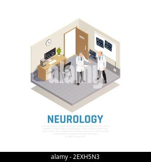 Neurologie et recherche neurale composition isométrique avec vecteur de symboles de santé illustration Illustration de Vecteur