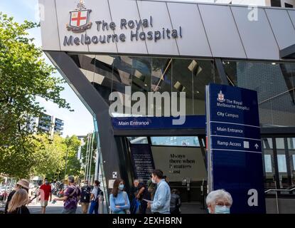 Entrée à l'hôpital Royal Melbourne de Parkville, Melbourne, Victoria, Australie Banque D'Images