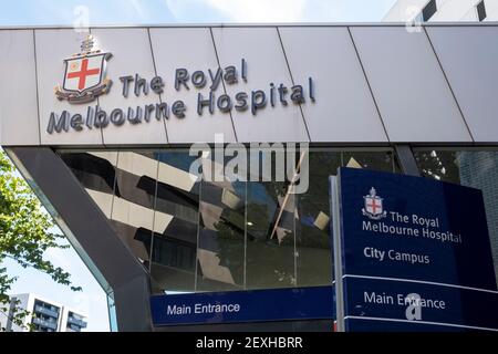 Entrée à l'hôpital Royal Melbourne de Parkville, Melbourne, Victoria, Australie Banque D'Images