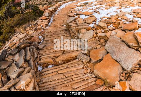 Historique Cobblestone pavé Hermit Trail, parc national du Grand Canyon, Arizona, États-Unis Banque D'Images