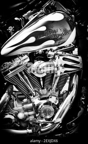 Harley Davidson moto. Noir et blanc Banque D'Images