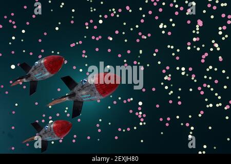 illustration 3d. Propulser le moteur vers une cible importante. Business concept Success , TARGET , Content Marketing Banque D'Images