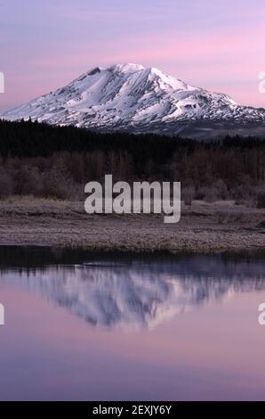 Encore matin Sunrise Trout Lake Adams Mountain Gifford Pinchot Forest Banque D'Images