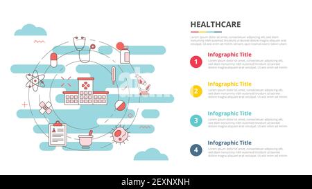 concept de santé pour la bannière du modèle d'infographie avec liste à quatre points illustration du vecteur d'information Banque D'Images