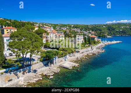 Opatija riviera en Croatie, vue panoramique aérienne Banque D'Images
