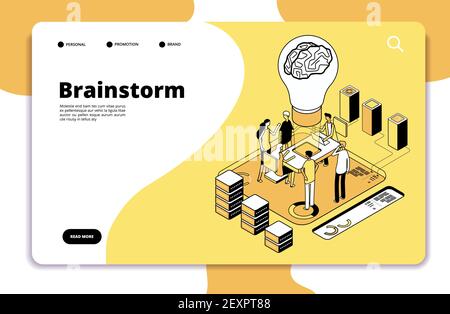 Remue-méninges. Les gens d'affaires lancent un nouveau projet et brainstorming. Innovation travail d'équipe concept de vecteur créatif Illustration de Vecteur