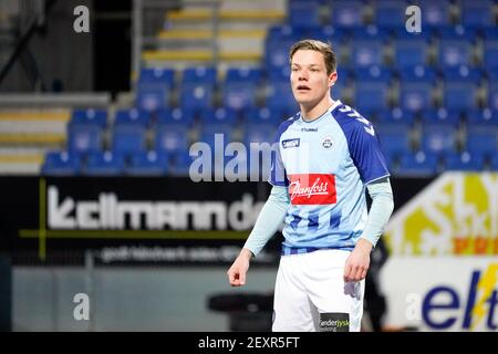 Haderslev, Danemark. 04e mars 2021. Stefan Gartenmann (2) de Soenderjyske vu pendant le match 3F Superliga entre Soenderjyske et Odense Boldklub au parc Sydbank à Haderslev. (Crédit photo : Gonzales photo/Alamy Live News Banque D'Images