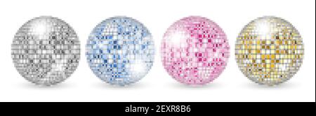 Boule disco. Ensemble de boules miroir de fête. Boîte de nuit lumineuse décoration vecteur. Illustration miroir boule disco lumineuse pour club de musique Illustration de Vecteur