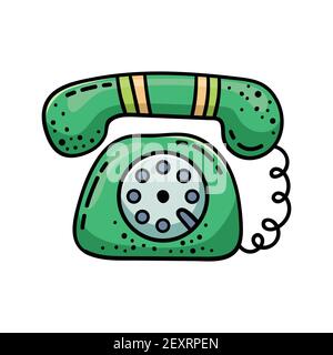 Illustration d'un téléphone dans un style rétro. Illustration de dessin animé. Illustration de Vecteur