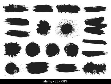 Peignez des breloques noires. Éclaboussures d'encre, éclaboussures de graffiti. Texture grunge abstraite, ensemble de vecteurs silhouettes de buvard. Illustration peinture anti-éclaboussure, grunge silhouette Illustration de Vecteur