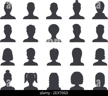 Avatar silhouette. Avatars de contour de tête mâle et femelle, icônes de profil. Kit de portraits de personnes vectoriels. Illustration profil des personnes portrait d'homme et de femme Illustration de Vecteur