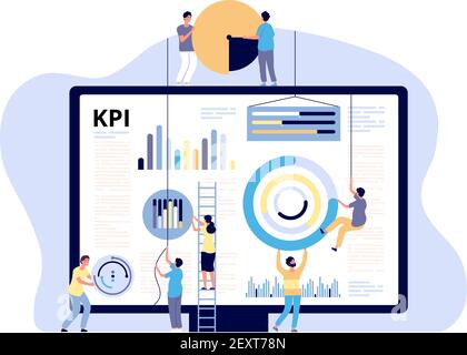 Concept KPI. Indicateur de performance clé marketing, mesure numérique d'entreprise. Mesure de campagne, rapports de trafic produit. Indicateur kpi métier de bannière vectorielle pour l'illustration de l'optimisation marketing Illustration de Vecteur