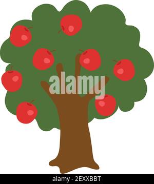 Illustration de vecteur d'arbre de pomme dans une conception plate isolée sur blanc arrière-plan Illustration de Vecteur