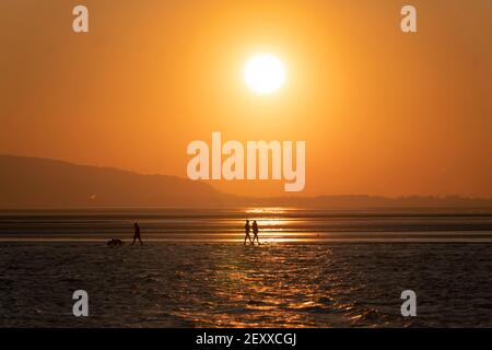 Soumis par Jon Super (07974 356-333) West Kirby Marine Lake Sunset, Wirral, Britain le 1 mars 2021. (Photo de Jon Super) (photo/Jon Super 0 Banque D'Images