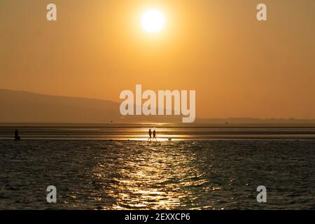 Soumis par Jon Super (07974 356-333) West Kirby Marine Lake Sunset, Wirral, Britain le 1 mars 2021. (Photo de Jon Super) (photo/Jon Super 0 Banque D'Images