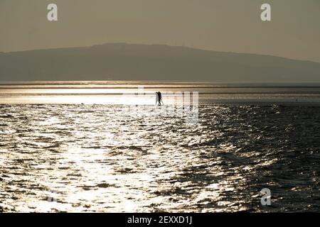 Soumis par Jon Super (07974 356-333) West Kirby Marine Lake Sunset, Wirral, Britain le 1 mars 2021. (Photo de Jon Super) (photo/Jon Super 0 Banque D'Images