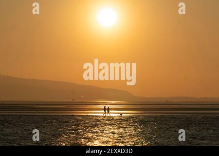 Soumis par Jon Super (07974 356-333) West Kirby Marine Lake Sunset, Wirral, Britain le 1 mars 2021. (Photo de Jon Super) (photo/Jon Super 0 Banque D'Images