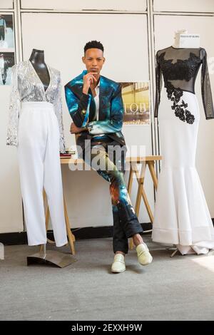 JOHANNESBURG, AFRIQUE DU SUD - 22 février 2016: Johannesburg, Afrique du Sud - 18 février 2016: Entrepreneur et designer de mode d'Afrique noire Thabo Khuma Banque D'Images