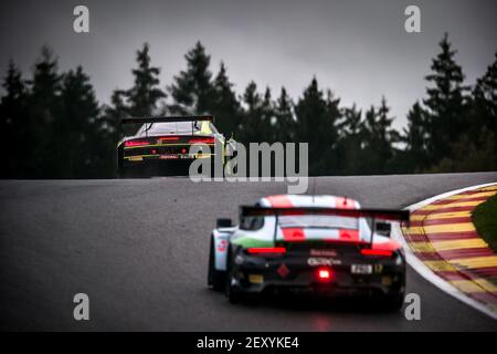 30 Vaxiviere Mathieu (fra), Mies Christopher (ger), Marschall Dennis, Audi Sport Team WRT, Audi R8 LMS GT3, et 12 Campbell Matt (aus), Pilet Patrick (fra), Jaminet Mathieu (fra), GPX Racing, Porsche 911 GT3-R, Action pendant les 2020 24 heures de Spa, 3e tour de la coupe d'endurance Europe du défi GT World et du défi international GT du 22 au 25 octobre 2020 sur le circuit de Spa-Francorchamps, à Stavelot, Belgique - photo Thomas Fenetre / DPPI Banque D'Images