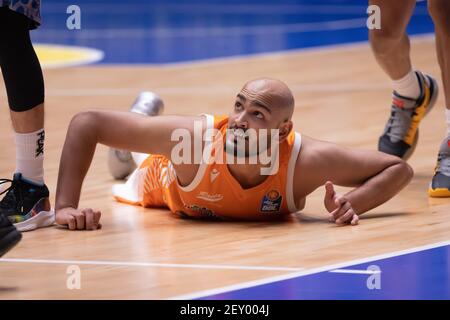 04 mars 2021, Hessen, Francfort-sur-le-main : Stefan Peno (RASTA Vechta, 4). Match de basket-ball de l'easyCredit BBL entre les Fraport Skyliners et RASTA Vechta le 4 mars 2021 au Fraport Arena de Francfort-sur-le-main. Photo: Jürgen Kessler/dpa Banque D'Images